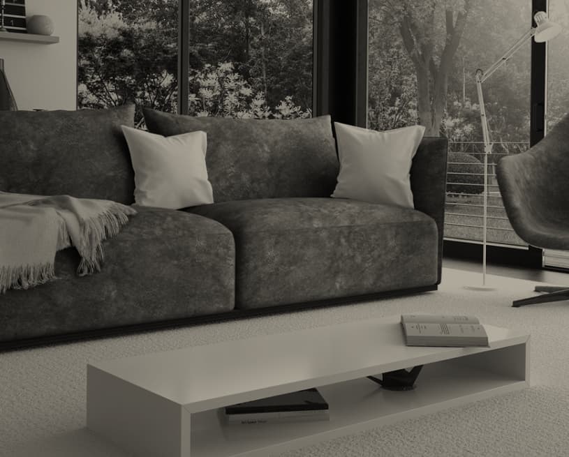 Ambiente decorado com estofado revestido por tecido Nobeltex